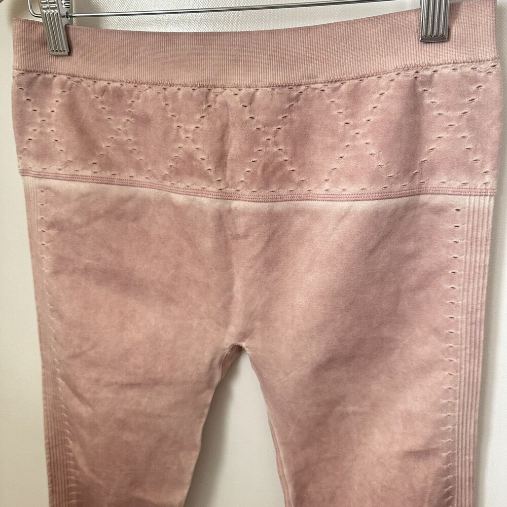 Fabletics Adele Seamless Heather Pink Mesh Nylon Yoga Workout 7/8 Leggings Med